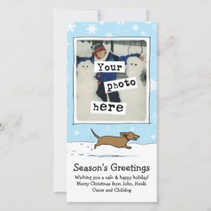 Wiener Dog Snow Christmas Dachshund Your Photo Holiday Card