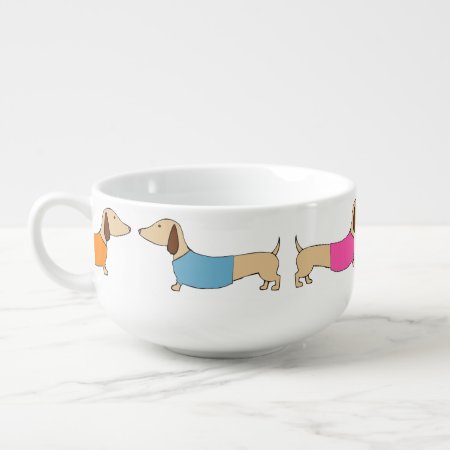 Wiener Dogs Colorful Sweaters Soup Mug Bowl