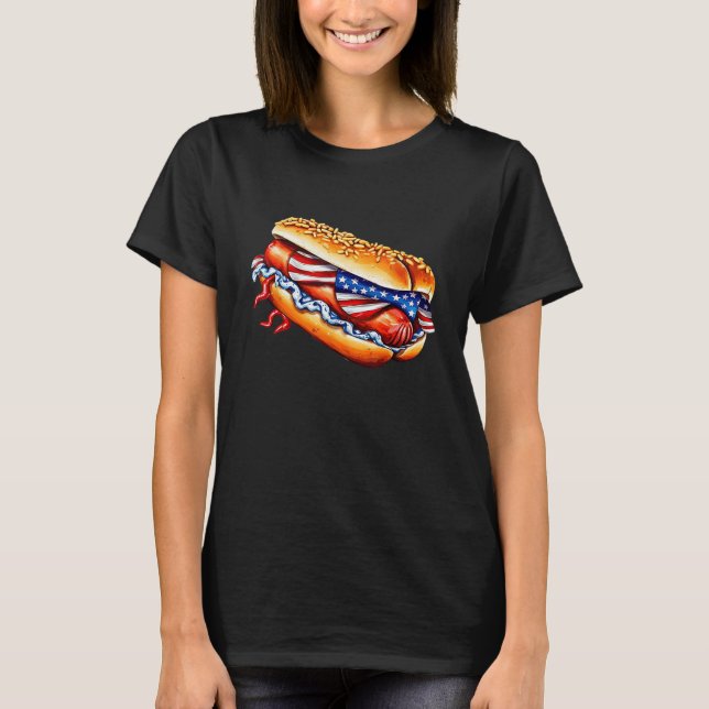 Wiener Hotdog Costume USA 4th of July Party Outfit T-Shirt (Front)