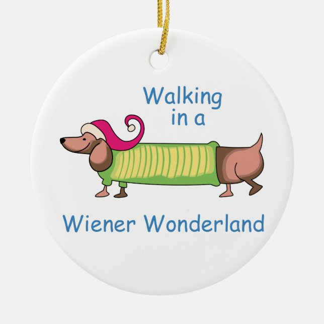 Wiener Wonderland Ceramic Ornament (Front)