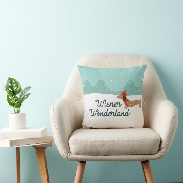 Wiener Wonderland Dachshund Christmas PIllow (Chair)