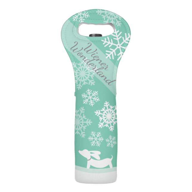 Wiener Wonderland Dachshund Wine Tote Bag (Front)