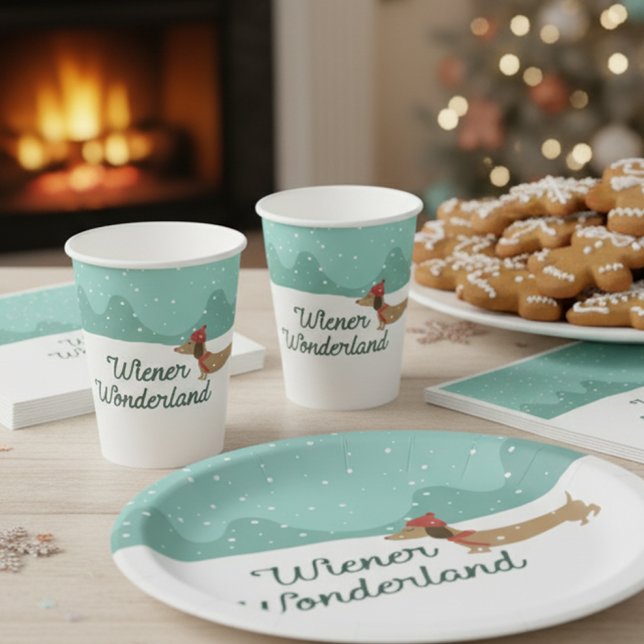 Wiener Wonderland Doxie Christmas Party Paper Cups (Wiener Wonderland Party Paper Cups)