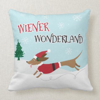 Wiener Wonderland Throw Pillow