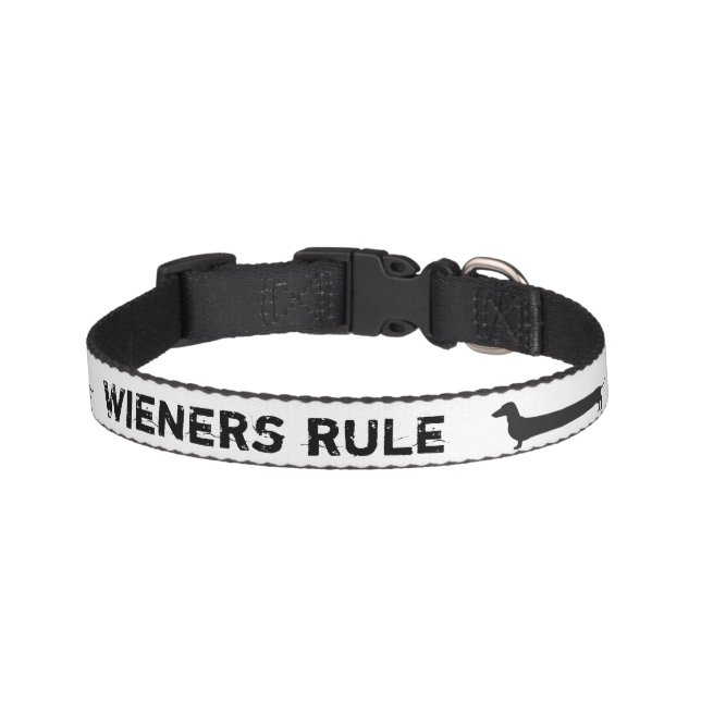 Wieners rule dachshund silhouette dog collar (Front)