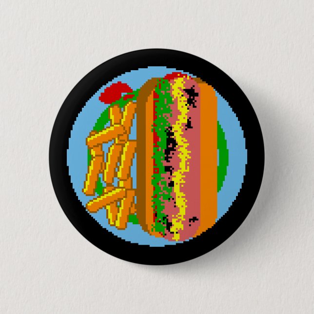 Wienerwurst Pixel Plate Button (Front)