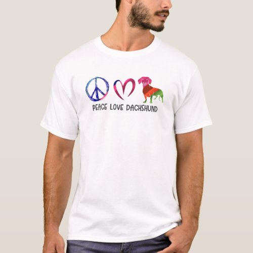 Wienie Dog Hippie Pet Parent Tie Dye Peace Love T_Shirt