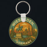 Wiesbaden Germany Landmark Art Keychain<br><div class="desc">Discover the elegant charm of Wiesbaden,  Germany with this picturesque city emblem. Perfect for travelers and art lovers,  this design captures its iconic landmarks,  including the historic statue and grand architecture.</div>
