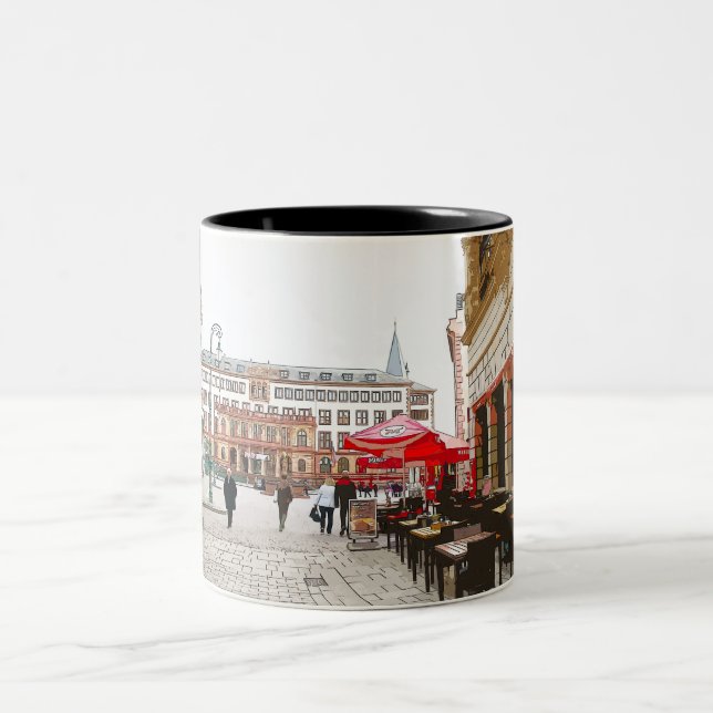 Wiesbaden, Marktplatz, Rathaus - Germany Two-Tone Coffee Mug (Center)