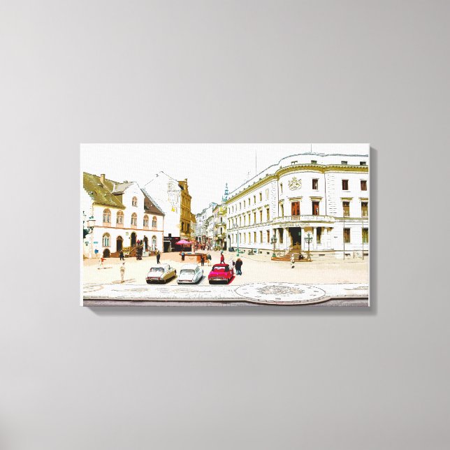 Wiesbaden, Marktplatz, Street view - Germany Canvas Print (Front)