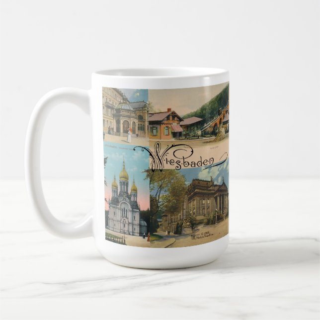 Wiesbaden Vintage Postcards Souvenir Mug 15oz (Left)
