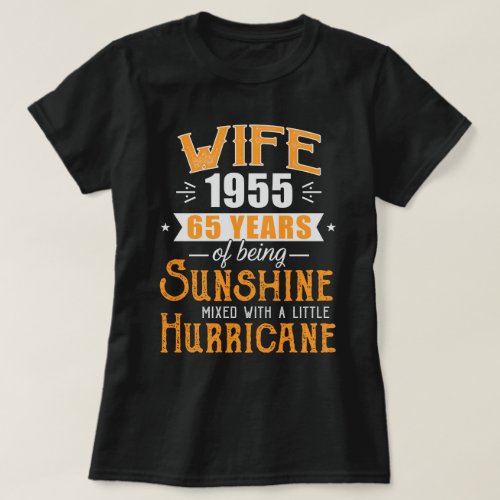 Wife 1955 Gift 65 Years Wedding Anniversary T_Shirt