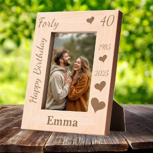 wife 40th Birthday Photo frame with name heart Engraved Frames