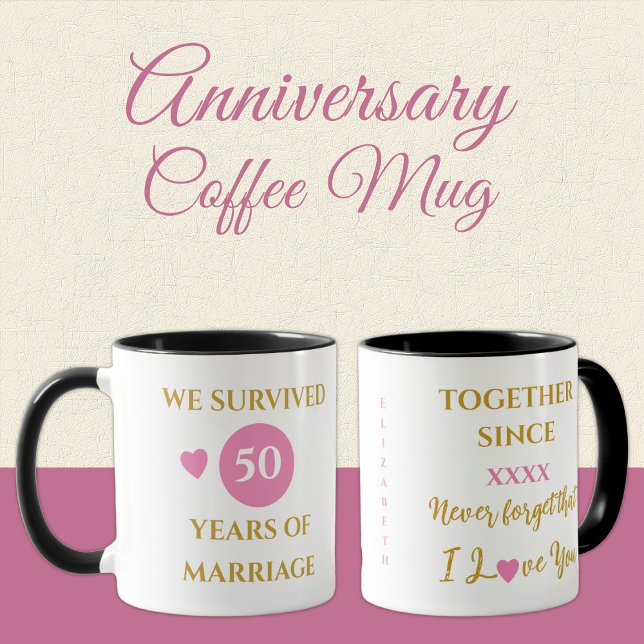 Wife 50 years of marriage est year pink mug (Creator Uploaded)