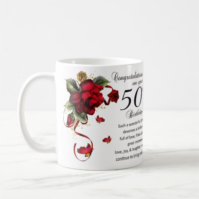 Wife 50th Birthday Gift Mug (Left)