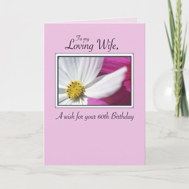 Wife 60th Birthday Pink White Flower Religious Card (Front)