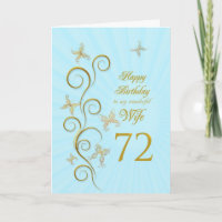 Wife 72nd Birthday with golden butterflies