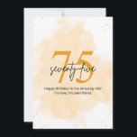 Wife 75th Birthday Golden Sparkle Card<br><div class="desc">75th Birthday Card for Wife. Like gold,  your love has only grown more precious with time.
Seventy-five years of brilliance,  beauty,  and grace — and still,  my heart chooses you every single day.

Birthday card for wife / 75th birthday card / 75th birthday greeting card</div>