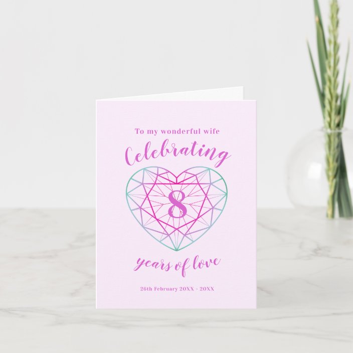 Wife 8th Wedding Anniversary 8 Years Of Love Heart Card Zazzle Com,How Much Do Miniature Horses Cost