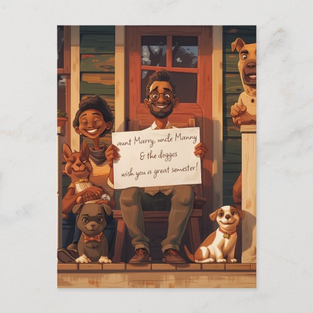 Wife and Husband with Dogs Postcard (Front)