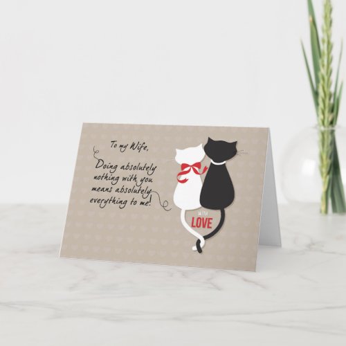 Wife Anniversary Black and White Cats in Love  Card