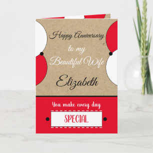 Wife Anniversary day is special red rustic Card