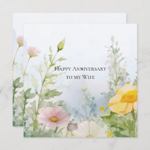 Wife Anniversary Spring Flowers Note Card