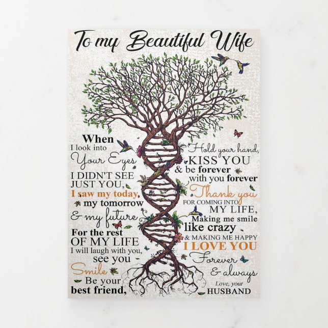 Wife Art To My Beautiful Wife Tri-Fold Holiday Card (Cover)