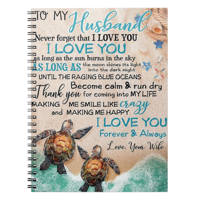 Wife Art To My Husband Turtle Notebook (Front)