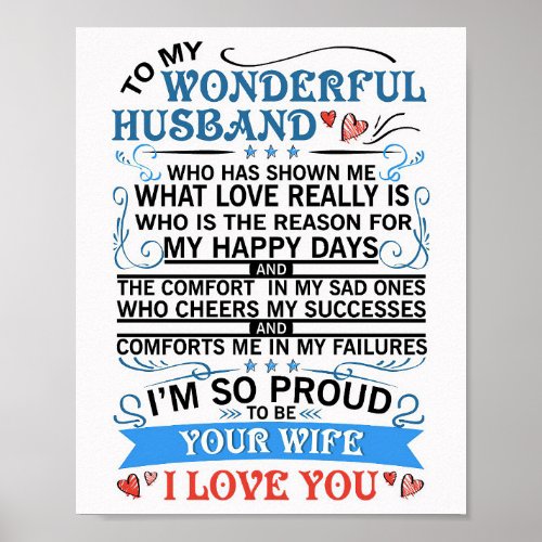 Wife Art To My Wonderful Husband Poster