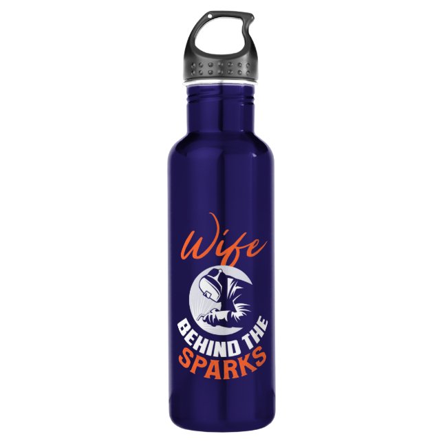 Wife Behind The Sparks Stainless Steel Water Bottle (Front)