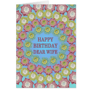 Wife Birthday Crochet Flowers Cards