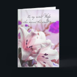 Wife Birthday Greeting Card With Cream Pink Lilies<br><div class="desc">Delicate Pink Lilies greeting card</div>