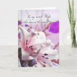 Wife Birthday Greeting Card With Cream Pink Lilies<br><div class="desc">Delicate Pink Lilies greeting card</div>