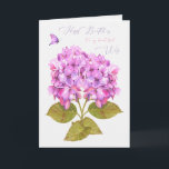 Wife Birthday Hydrangeas and Butterfly Card<br><div class="desc">Lovely happy birthday card for my beautiful Wife,  with watercolor hydrangeas and a simple butterfly.</div>