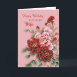 Wife Birthday Peonies Card<br><div class="desc">A delightful illustration of pink and red peonies to wish your wife a happy birthday. This card is full of love,  and elegant and classy at the same time.</div>