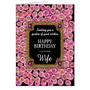Wife Birthday Pink Daisies Cards