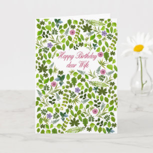 Wife Birthday Scattered Leaves Card