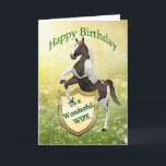 Wife birthday with a rearing card<br><div class="desc">Rearing horse with a heraldic shield. Your very own coat of arms. See the whole range cards in my store. http://www.zazzle.com/eggznbeenz</div>