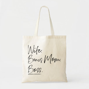 Wife bonus mom boss tote bag