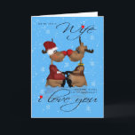 Wife Christmas Greeting Card With Reindeer<br><div class="desc">Two loving Reindeer enjoying their moment</div>