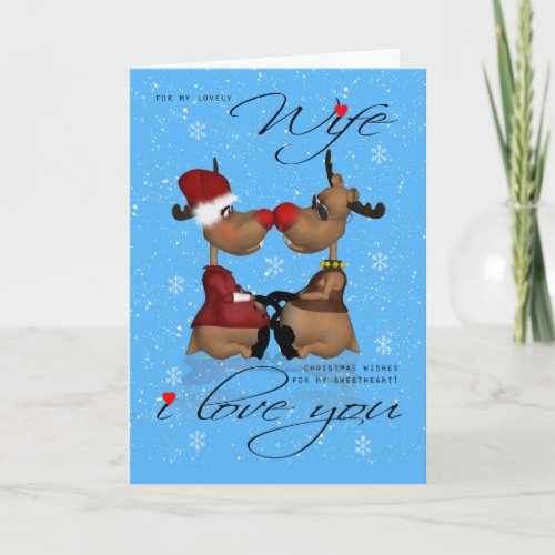 Wife Christmas Greeting Card With Reindeer
