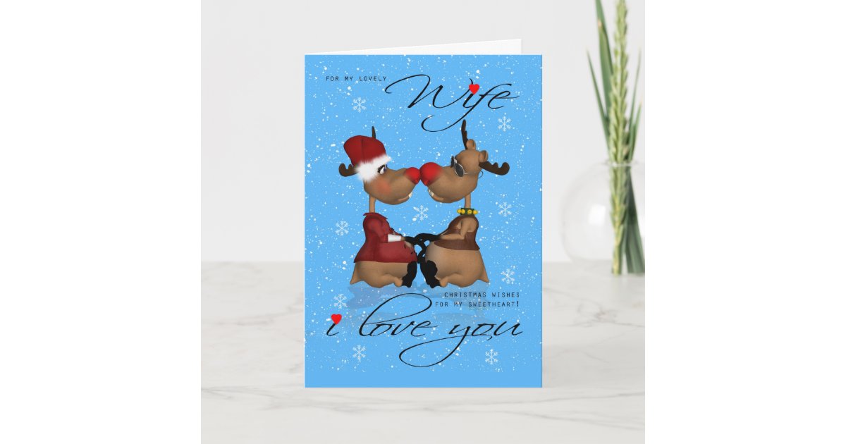 Wife Christmas Greeting Card With Reindeer | Zazzle