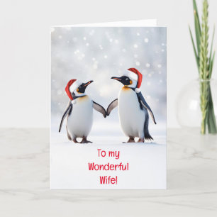Wife Christmas Holiday Love Cute Penguins Snow Card