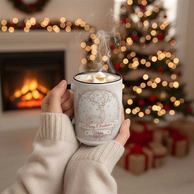 Wife Christmas Mug – Personalized Reindeer (Creator Uploaded)