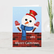 Wife Christmas Snowman Holiday Card
