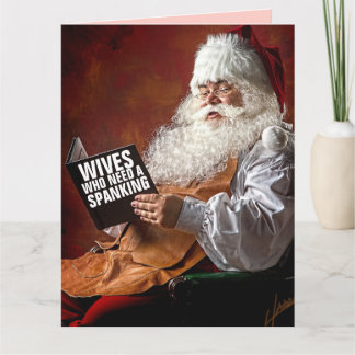 WIFE CHRISTMAS SPANKING SANTA'S LIST GREETING CARD
