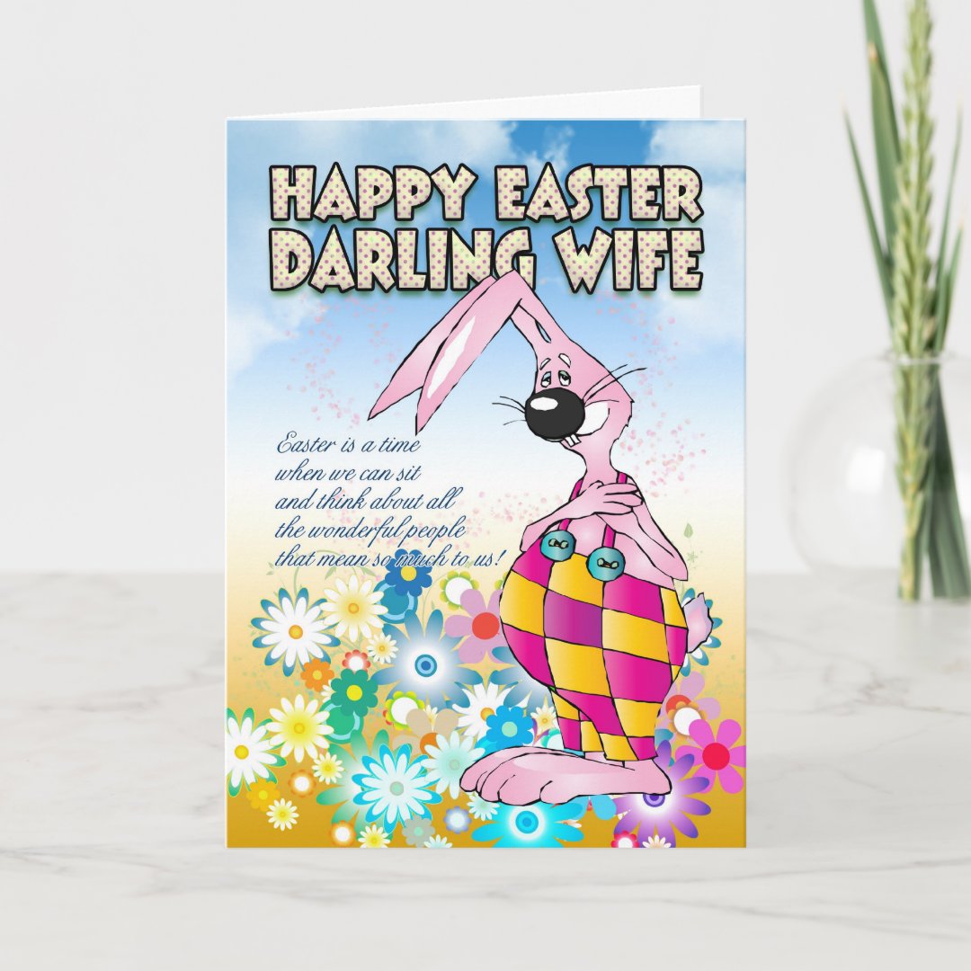 Wife Easter Card - Easter Bunny Flowers | Zazzle