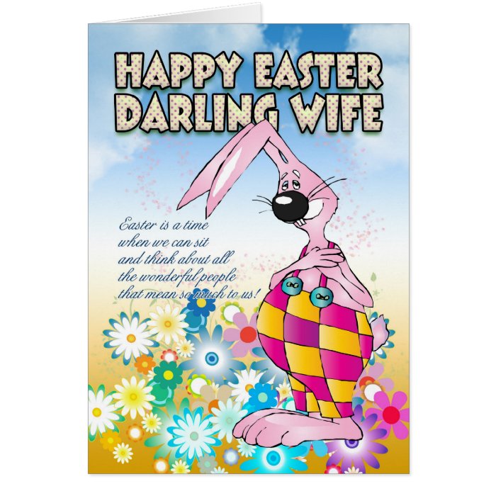 Wife Easter Card Easter Bunny Flowers Zazzle