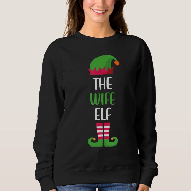 Wife Elf Family Matching Group Christmas Pajama Sweatshirt (Front)